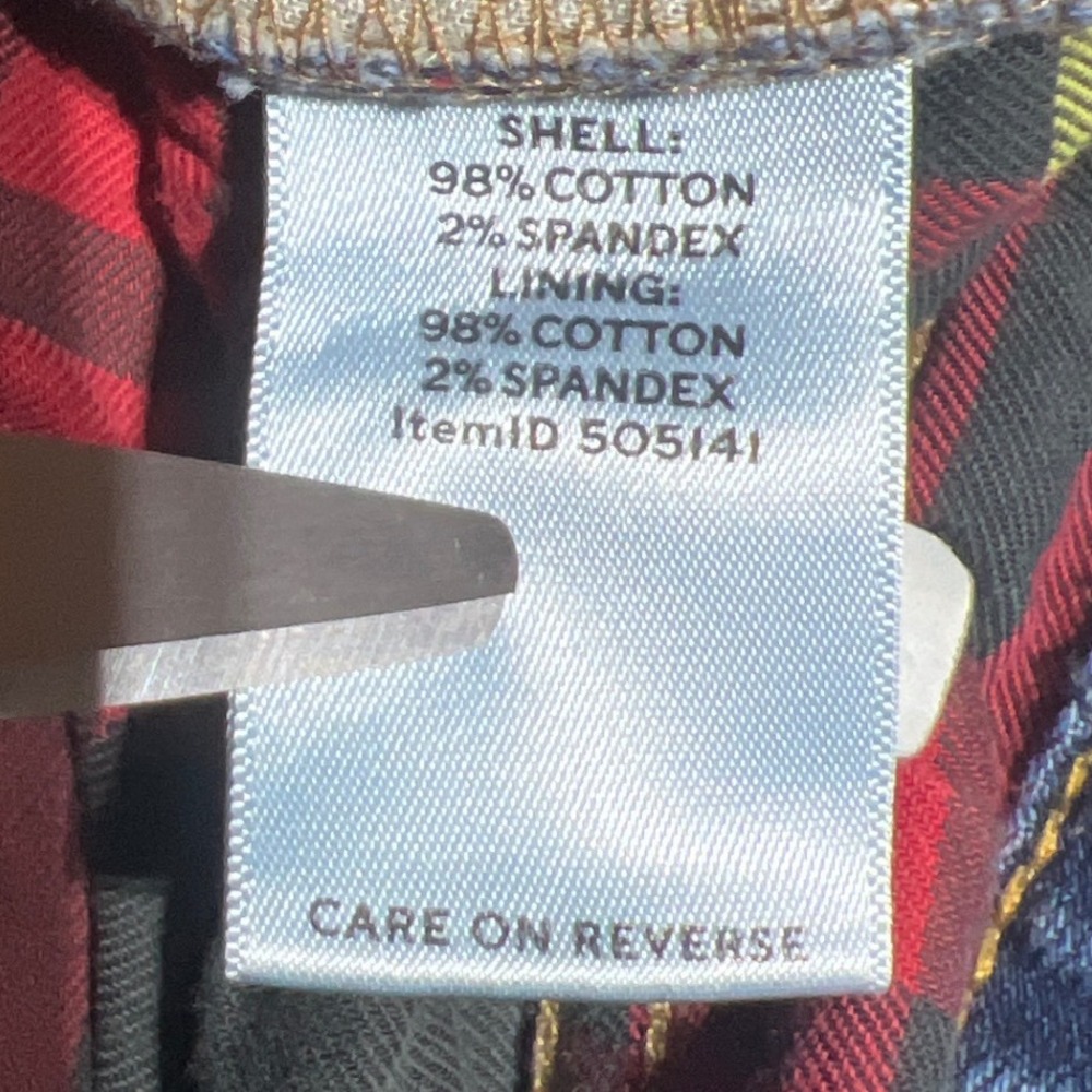 LL Bean Signature Modern Straight Leg Flannel Lined Jeans Blue Plaid Cuff 6 - Picture 7 of 14
